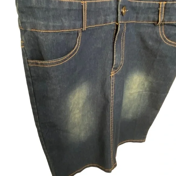 Mida denim mini dress lightweight distressed blue jeans button up closure small - Picture 6 of 16